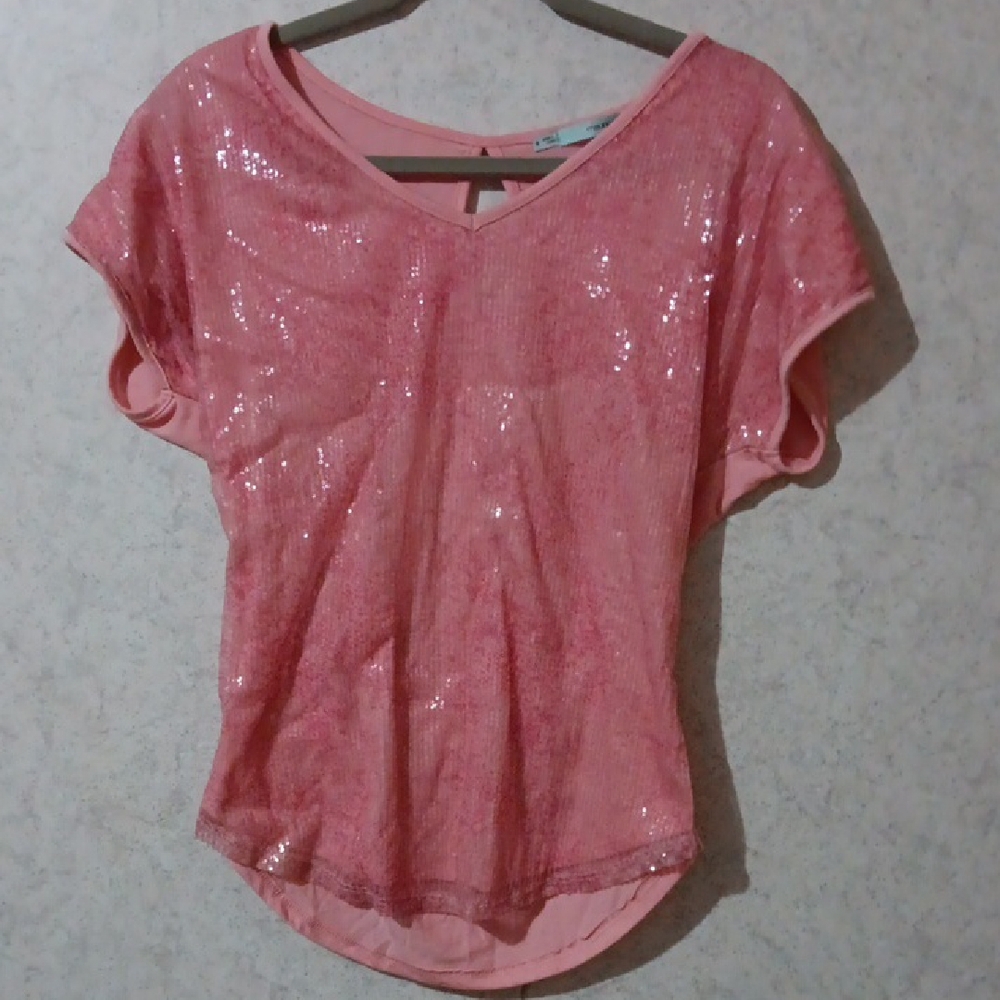Maurices Pink Sequin T-Shirt Top